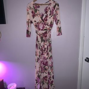 Floral mock wrap maxi dress